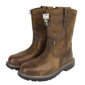 Wolverine Mens Brown Floorhand Steel Toe Waterproof Leather Work Boots 8.5 EW